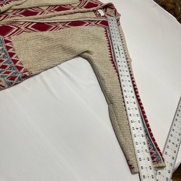 Lucky Brand Hippie Boho Chic Open Front Hooded Cardigan Sweater Size Large - Picture 4 of 7